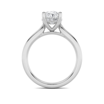 Emma Oval Solitaire with Hidden Halo - Cathedral Setting - White Gold