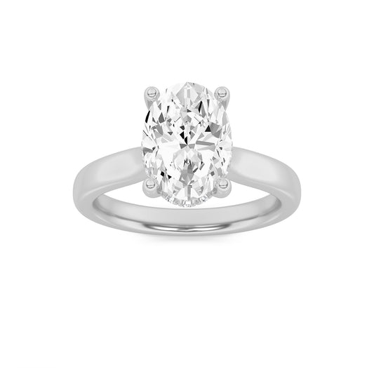 Emma Oval Solitaire with Hidden Halo - Cathedral Setting - White Gold