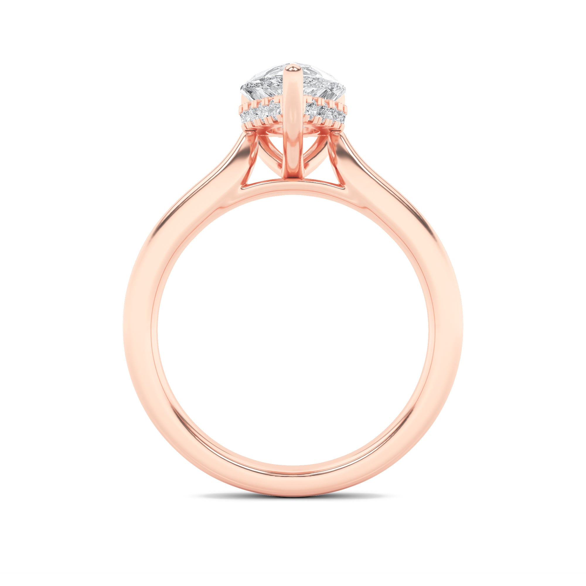 Leah Pear Solitaire with Hidden Halo - Cathedral Setting - Rose Gold Aura Diamonds
