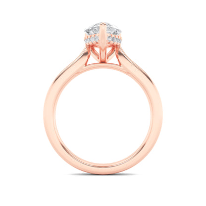 Leah Pear Solitaire with Hidden Halo - Cathedral Setting - Rose Gold