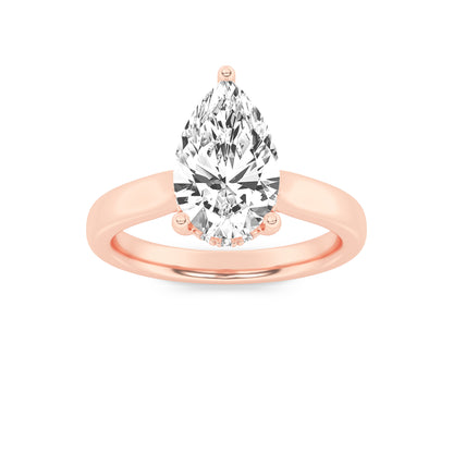 Leah Pear Solitaire with Hidden Halo - Cathedral Setting - Rose Gold