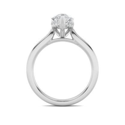 Leah Pear Solitaire with Hidden Halo - Cathedral Setting - White Gold