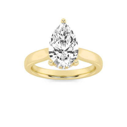 Leah Pear Solitaire with Hidden Halo - Cathedral Setting - Yellow Gold