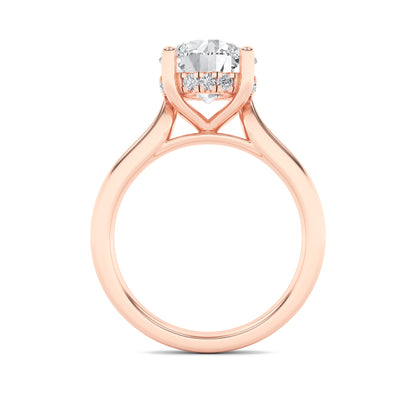 Kate Round Cut Solitaire with Hidden Halo - Cathedral Setting - Rose Gold