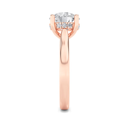 Kate Round Cut Solitaire with Hidden Halo - Cathedral Setting - Rose Gold