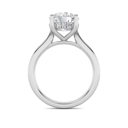 Kate Round Cut Solitaire with Hidden Halo - Cathedral Setting - White Gold