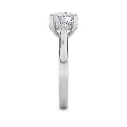 Kate Round Cut Solitaire with Hidden Halo - Cathedral Setting - White Gold