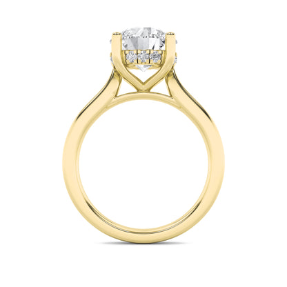 Kate Round Cut Solitaire with Hidden Halo - Cathedral Setting - Yellow Gold