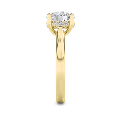 Kate Round Cut Solitaire with Hidden Halo - Cathedral Setting - Yellow Gold
