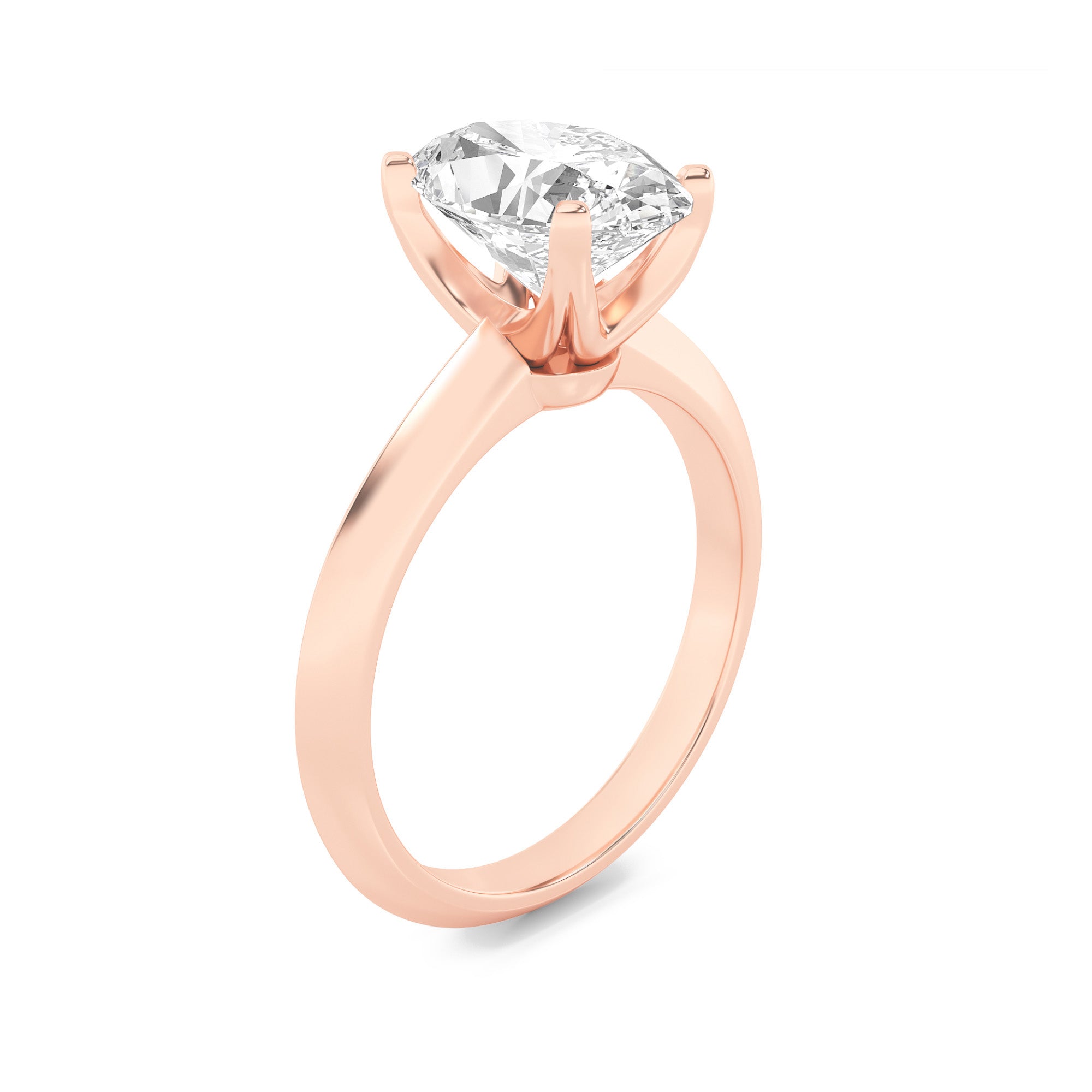 Rebecca Elongated Oval Solitaire with 4 Prongs - Rose Gold Aura Diamonds