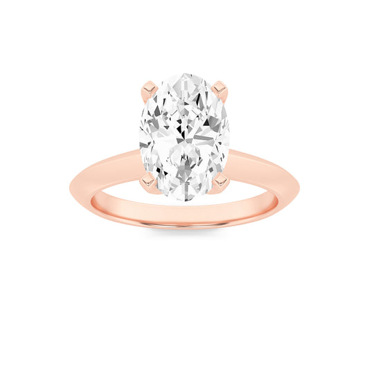 Rebecca Elongated Oval Solitaire with 4 Prongs - Rose Gold