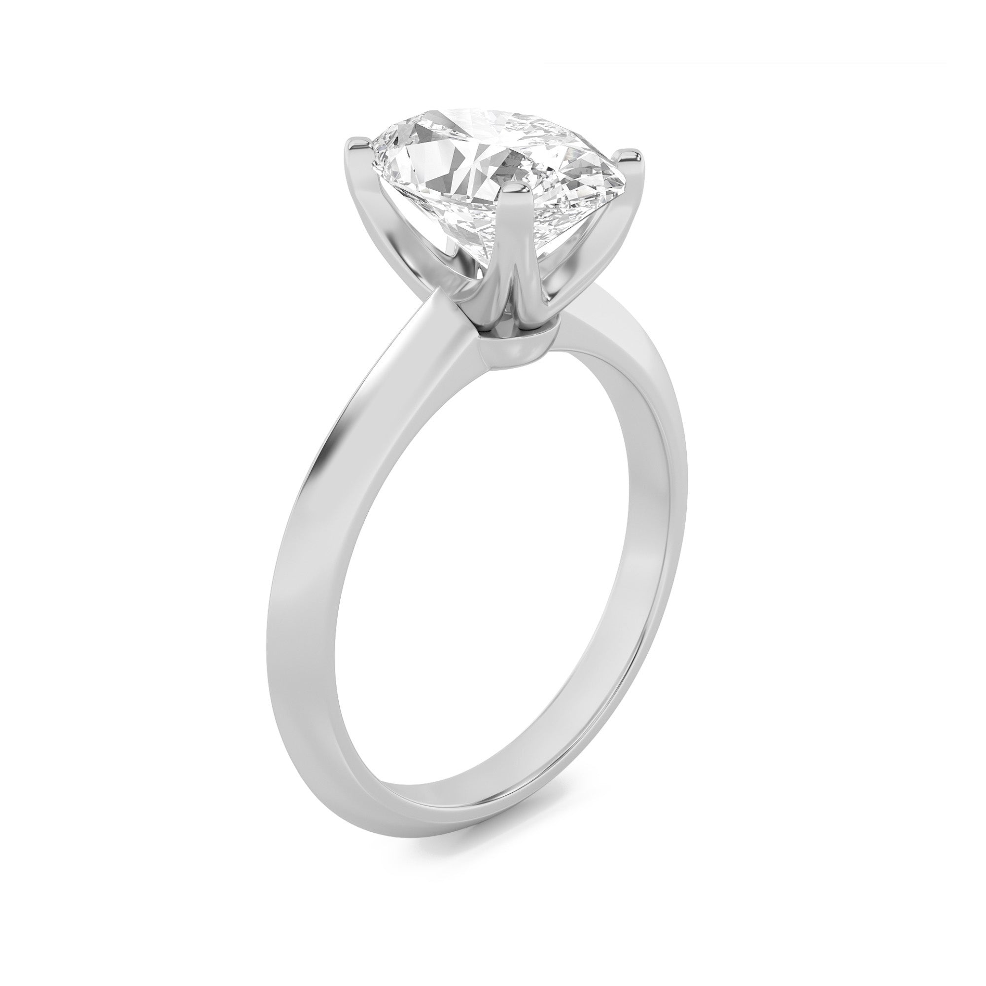 Rebecca Elongated Oval Solitaire with 4 Prongs - White Gold Aura Diamonds