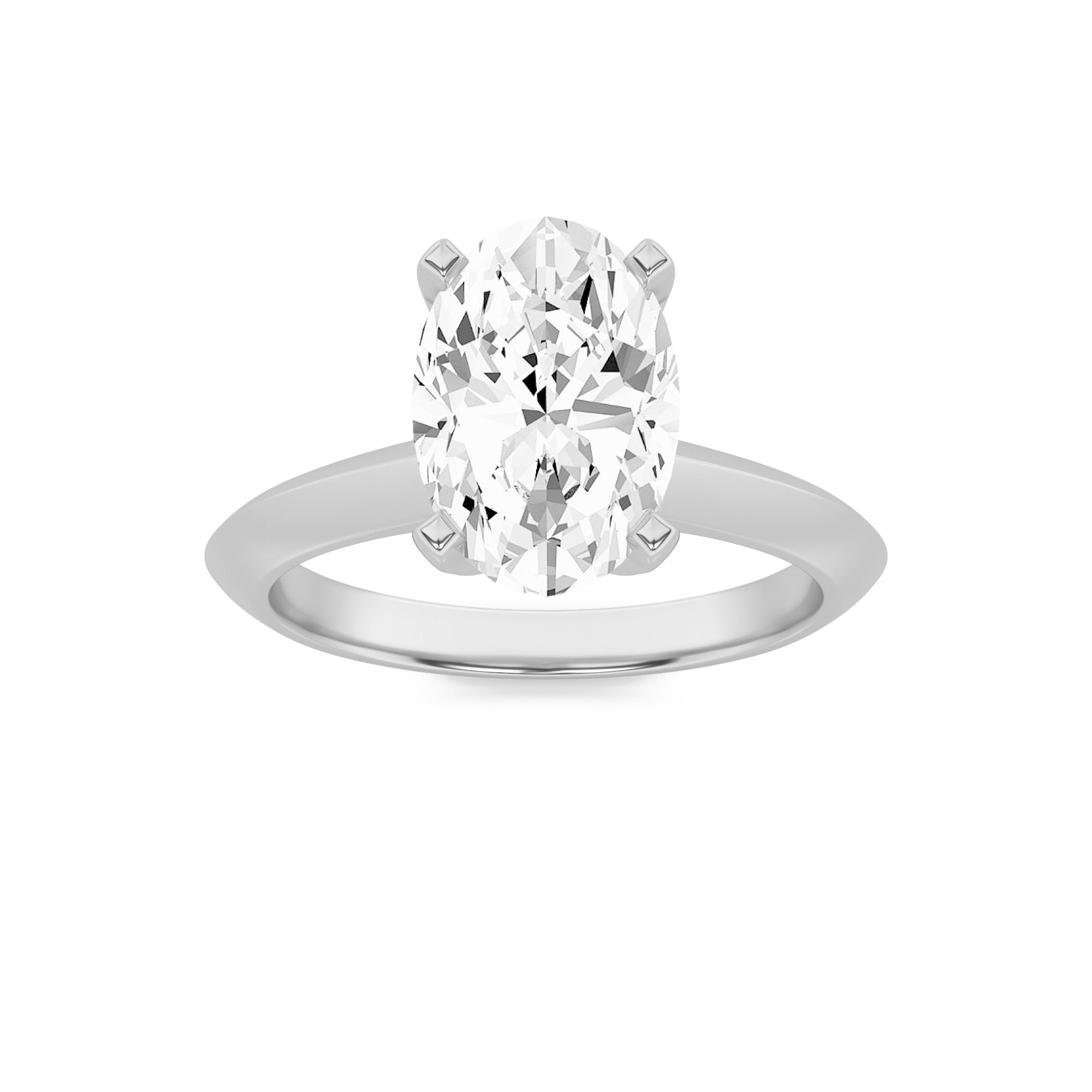 Rebecca Elongated Oval Solitaire with 4 Prongs - White Gold Aura Diamonds