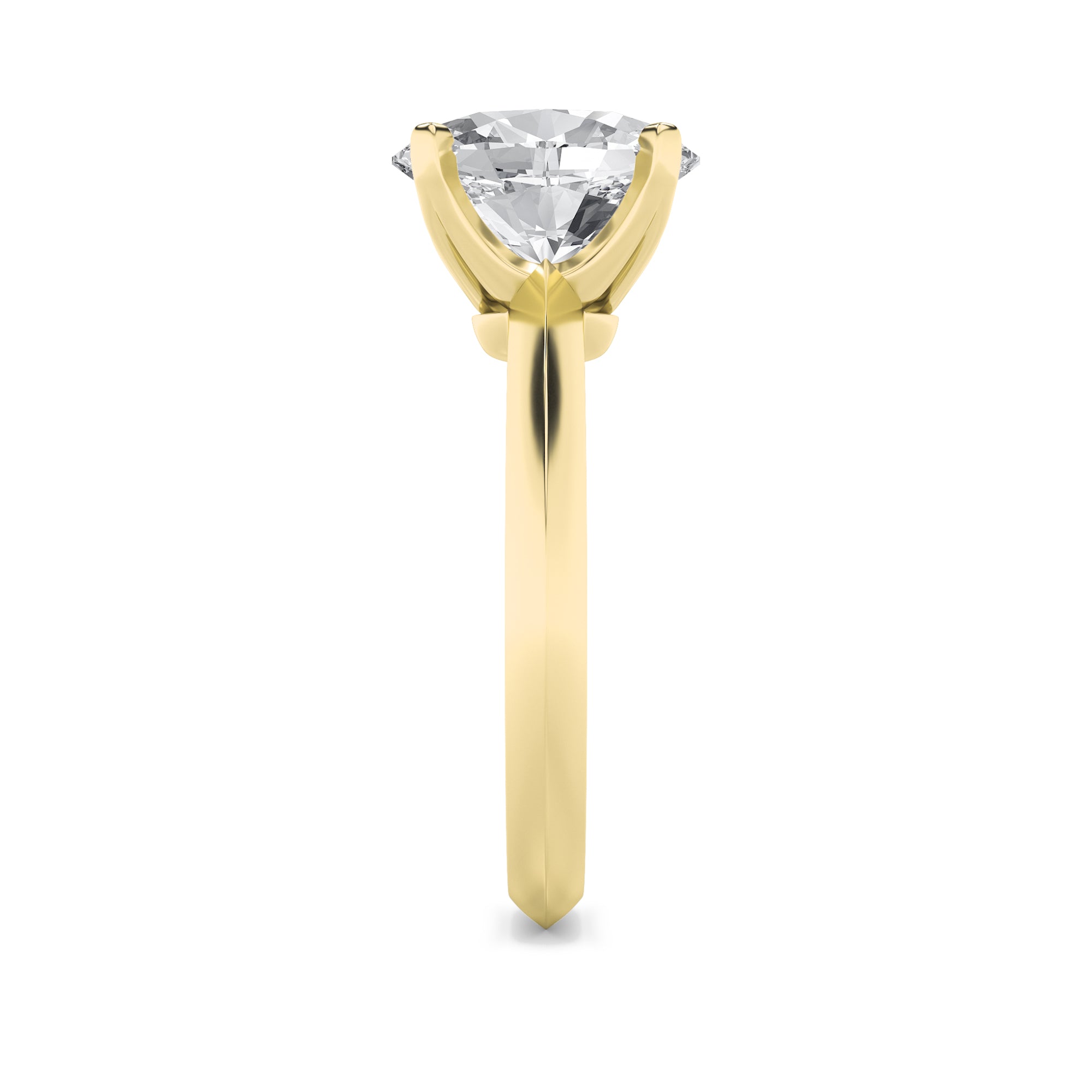 Rebecca Elongated Oval Solitaire with 4 Prongs - Yellow Gold Aura Diamonds