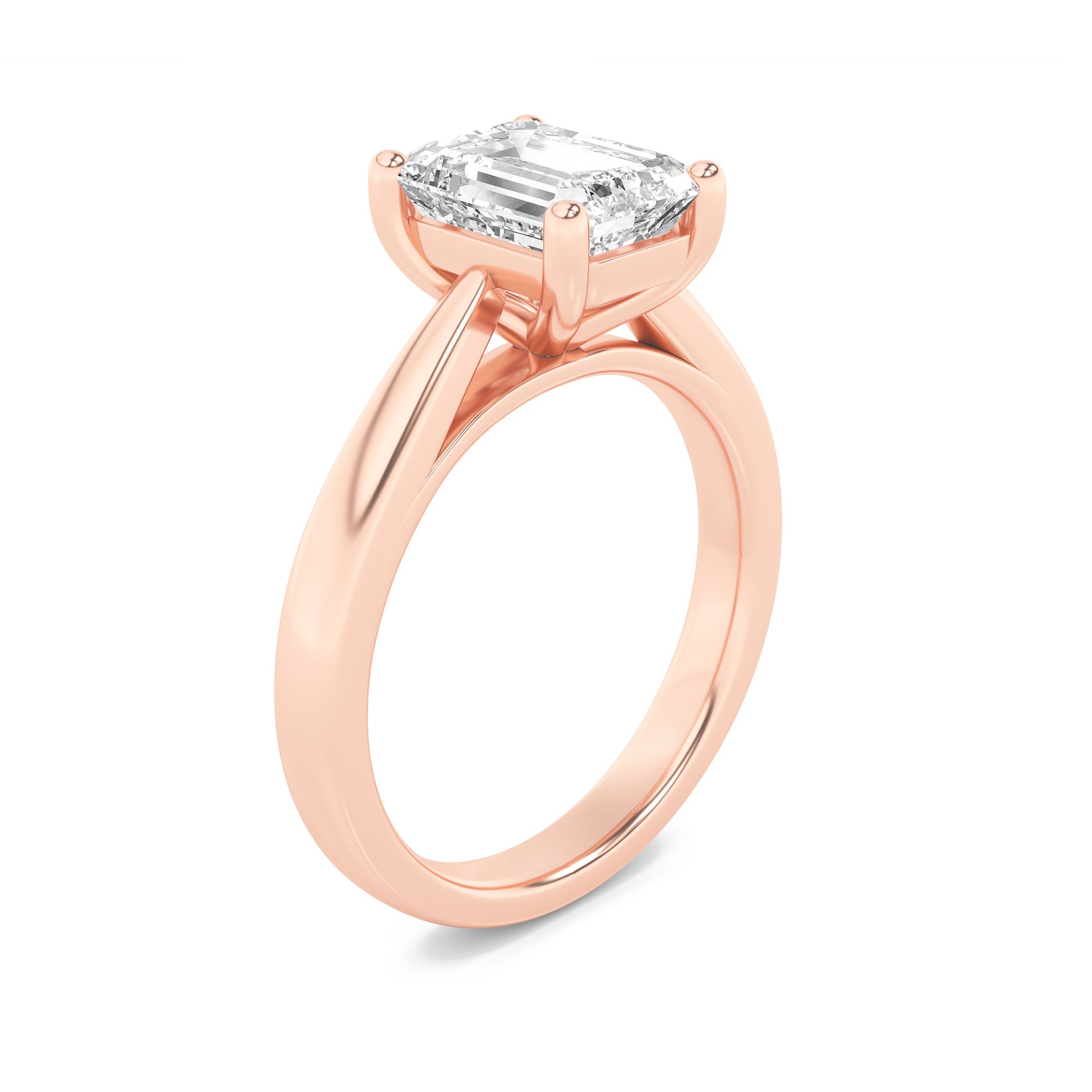 Jaimee Emerald Solitaire - Cathedral Setting - Rose Gold Aura Diamonds