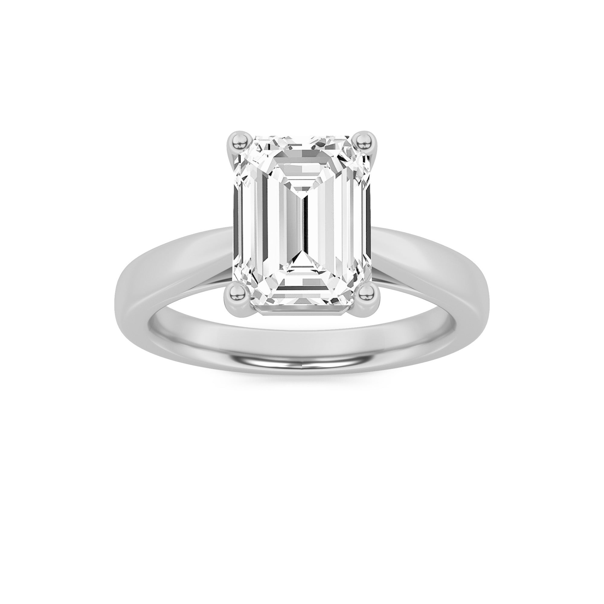 Jaimee Emerald Solitaire - Cathedral Setting - White Gold Aura Diamonds