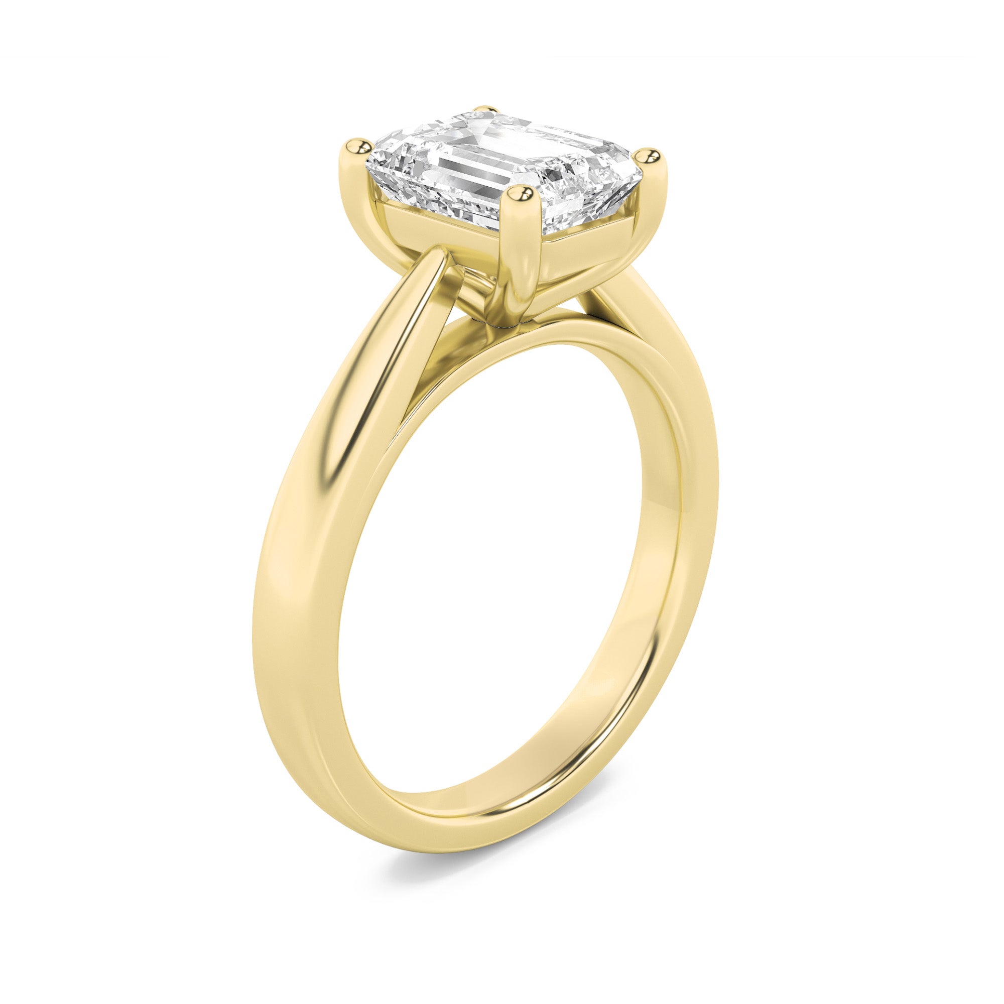 Jaimee Emerald Solitaire - Cathedral Setting - Yellow Gold Aura Diamonds