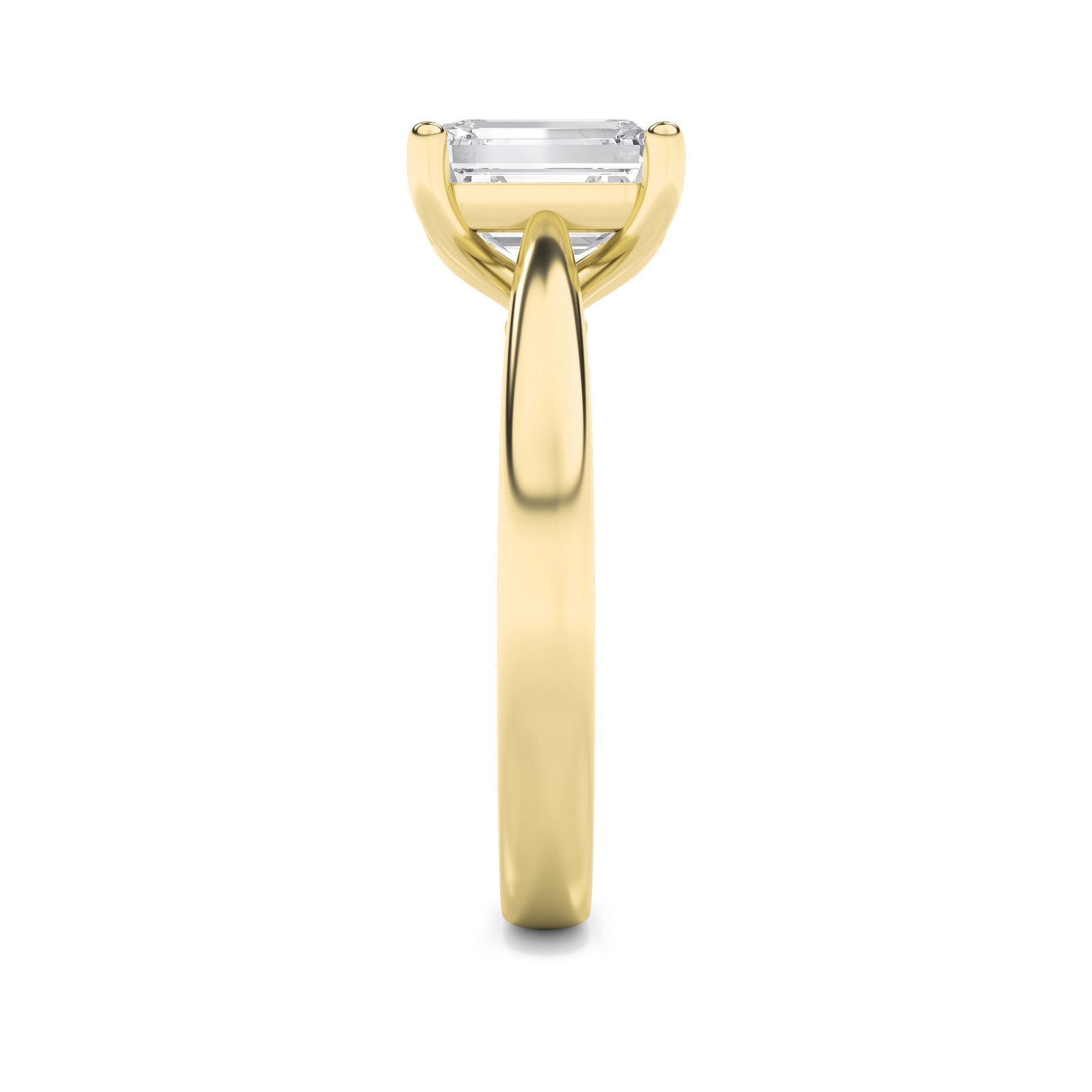 Jaimee Emerald Solitaire - Cathedral Setting - Yellow Gold Aura Diamonds