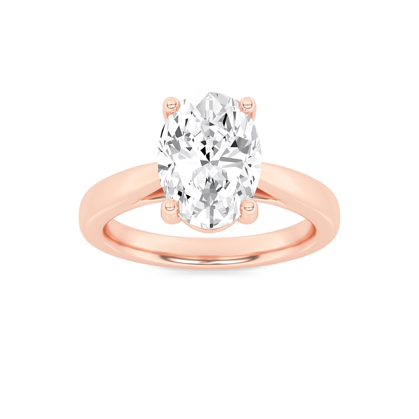 Zoe Oval Solitaire - Cathedral Setting - Rose Gold