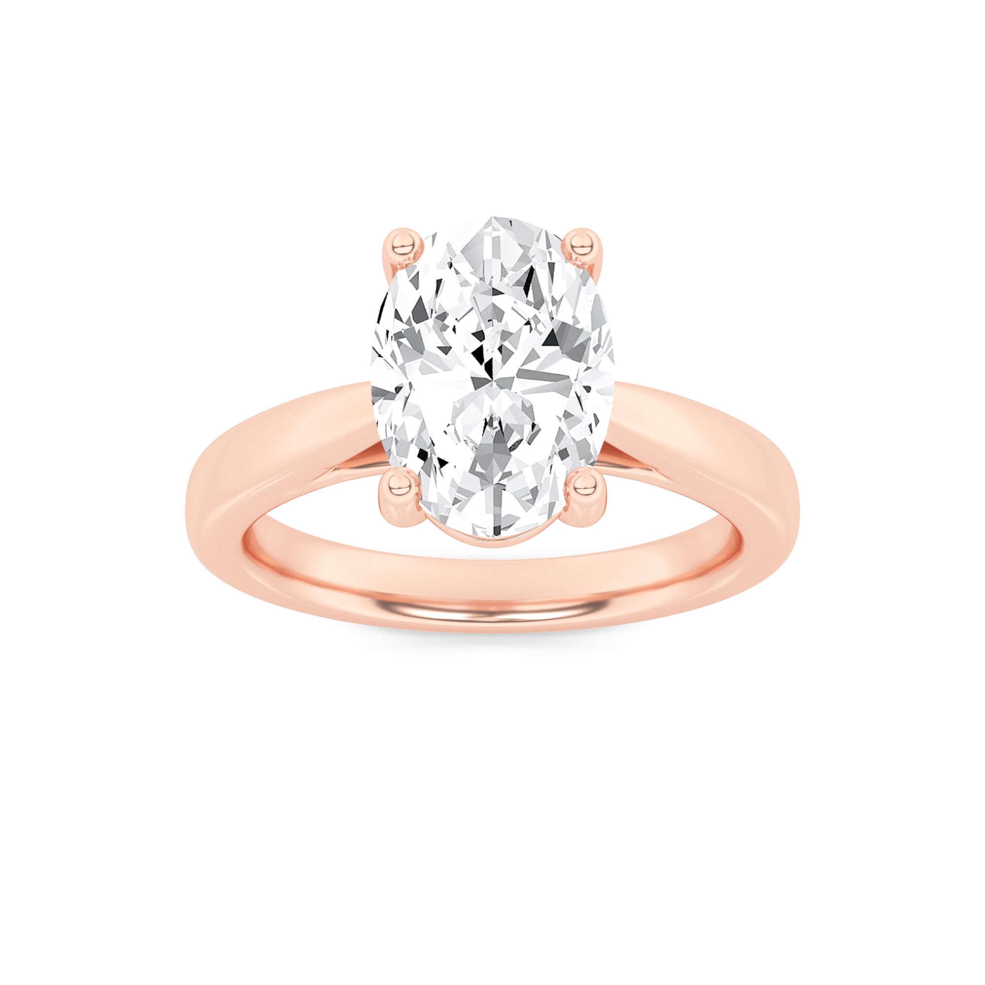 Zoe Oval Solitaire - Cathedral Setting - Rose Gold Aura Diamonds