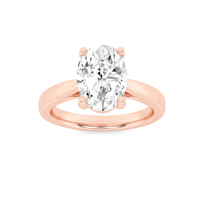 Zoe Oval Solitaire - Cathedral Setting - Rose Gold