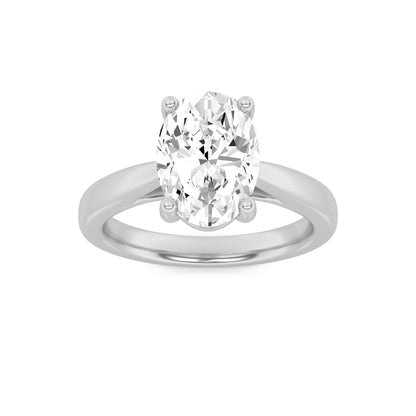 Zoe Oval Solitaire - Cathedral Setting - White Gold