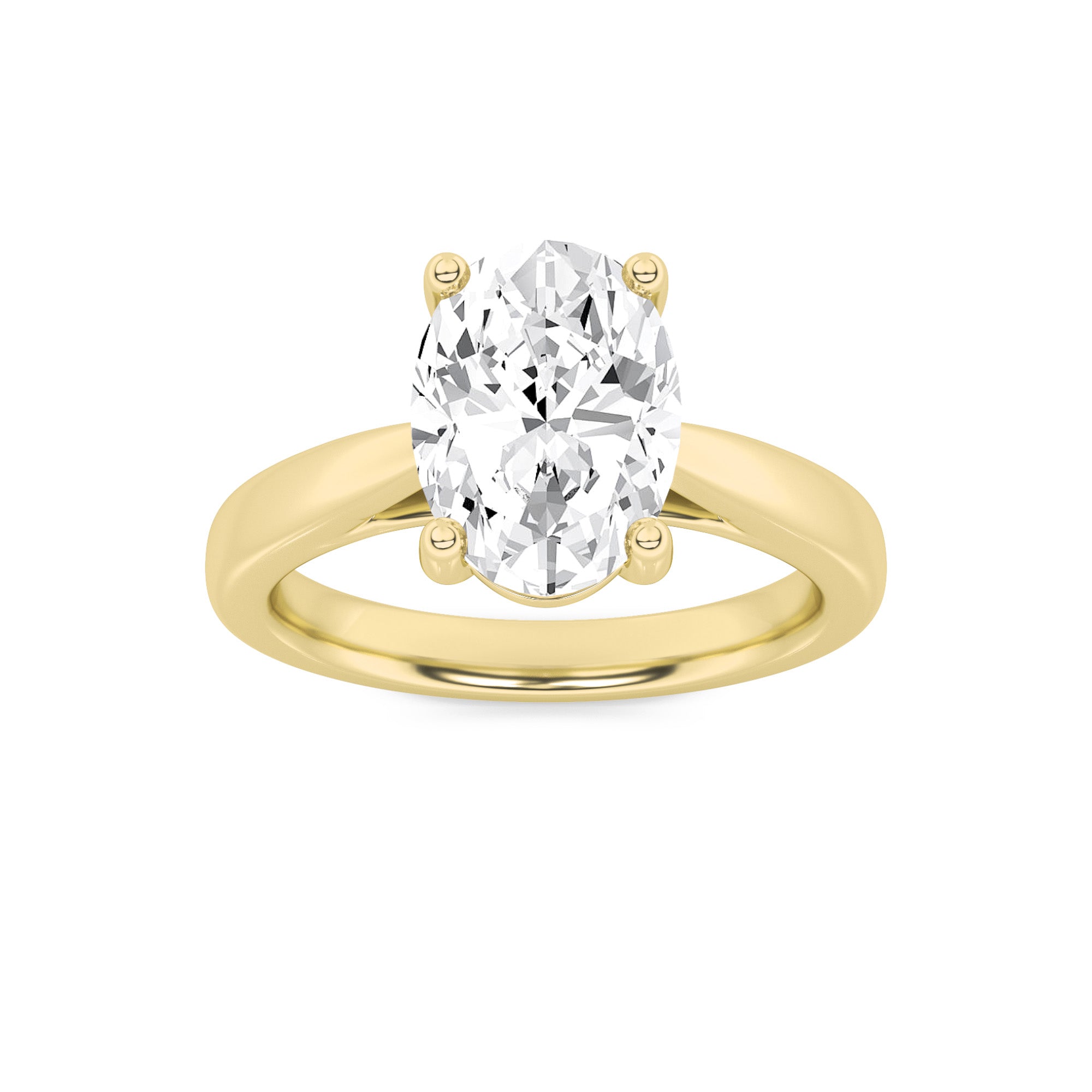 Zoe Oval Solitaire - Cathedral Setting - Yellow Gold Aura Diamonds