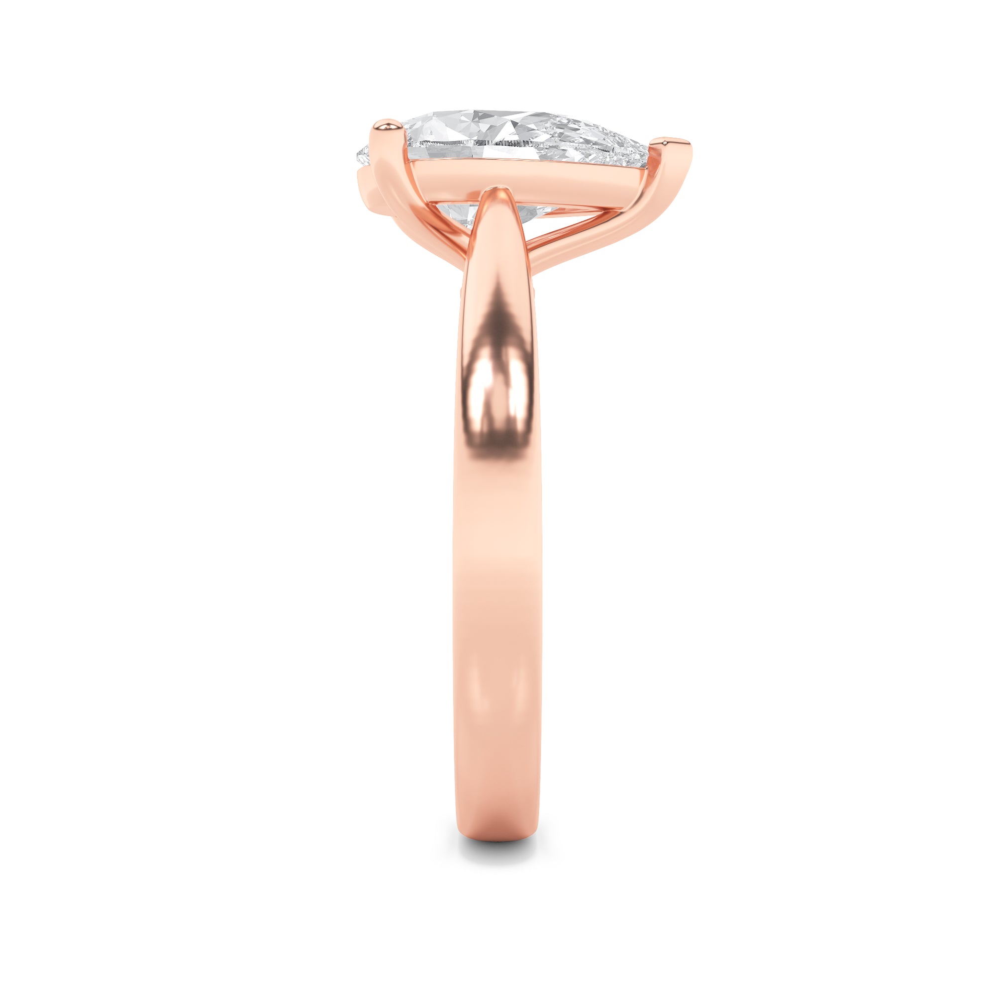 Clara Pear Solitaire - Cathedral Setting - Rose Gold Aura Diamonds