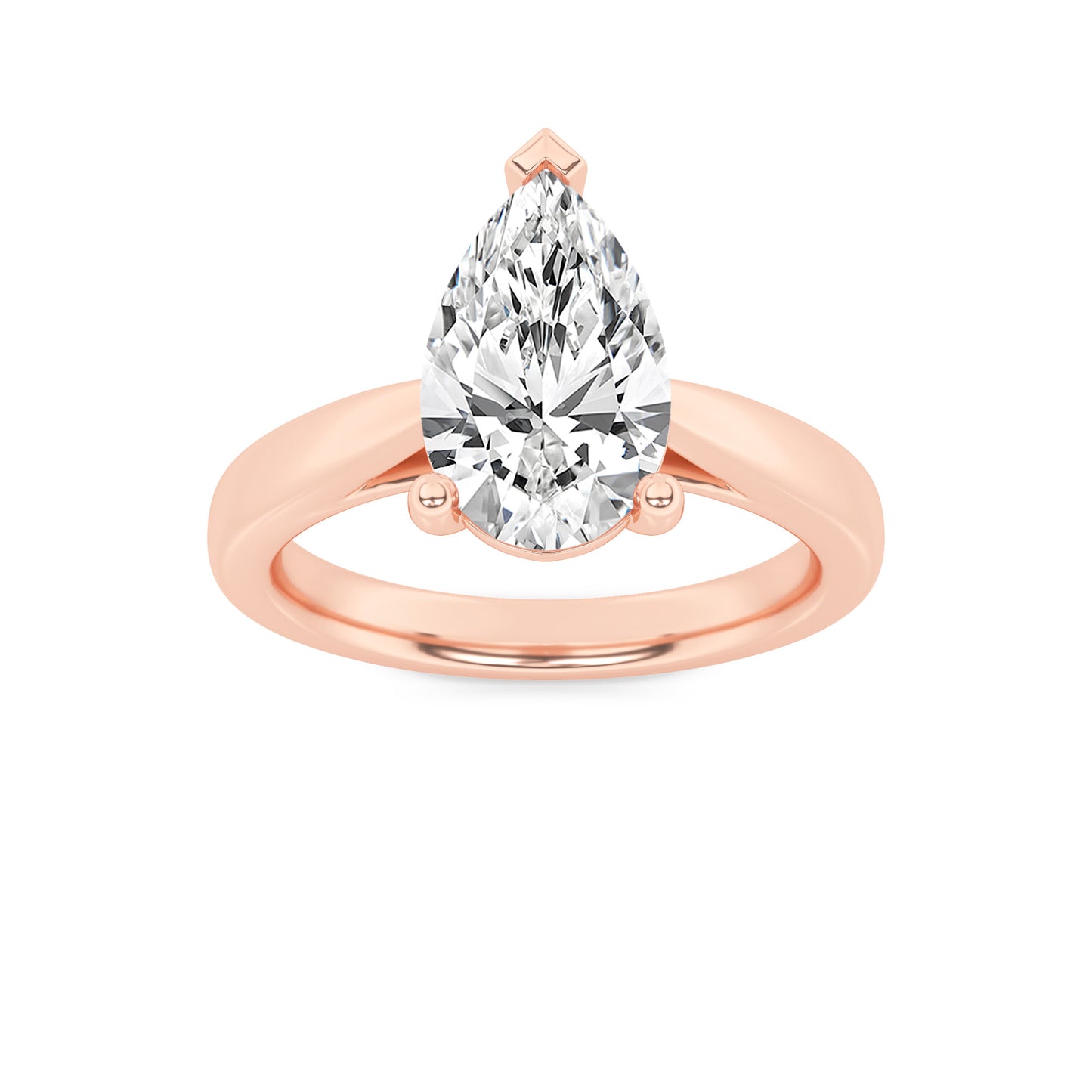 Clara Pear Solitaire - Cathedral Setting - Rose Gold