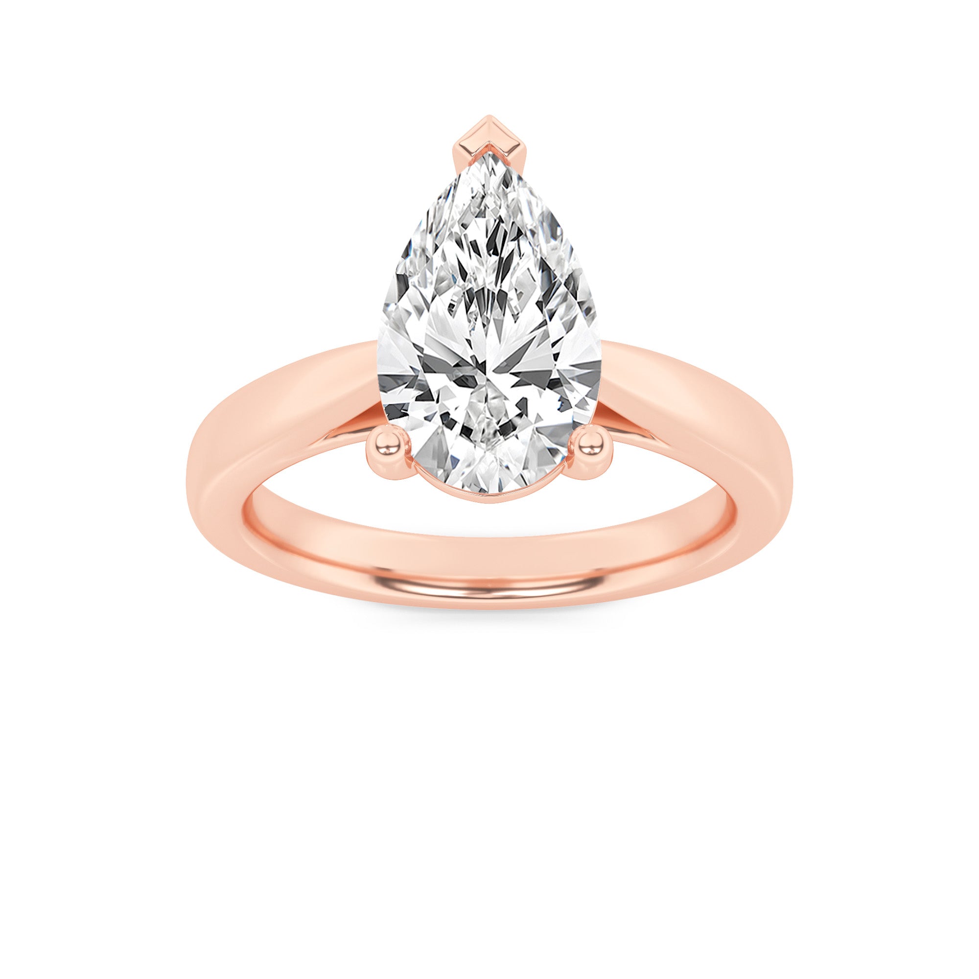 Clara Pear Solitaire - Cathedral Setting - Rose Gold Aura Diamonds