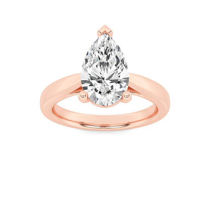 Clara Pear Solitaire - Cathedral Setting - Rose Gold
