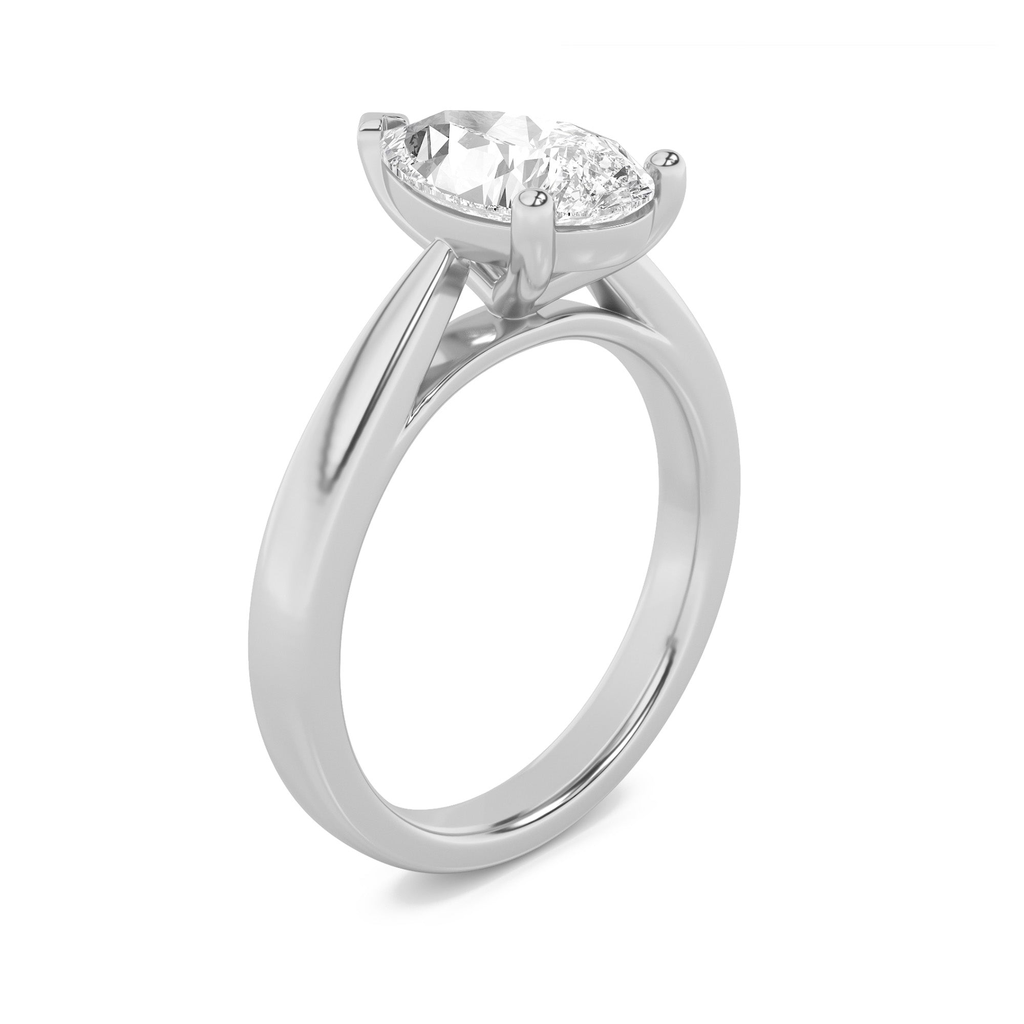Clara Pear Solitaire - Cathedral Setting - White Gold Aura Diamonds
