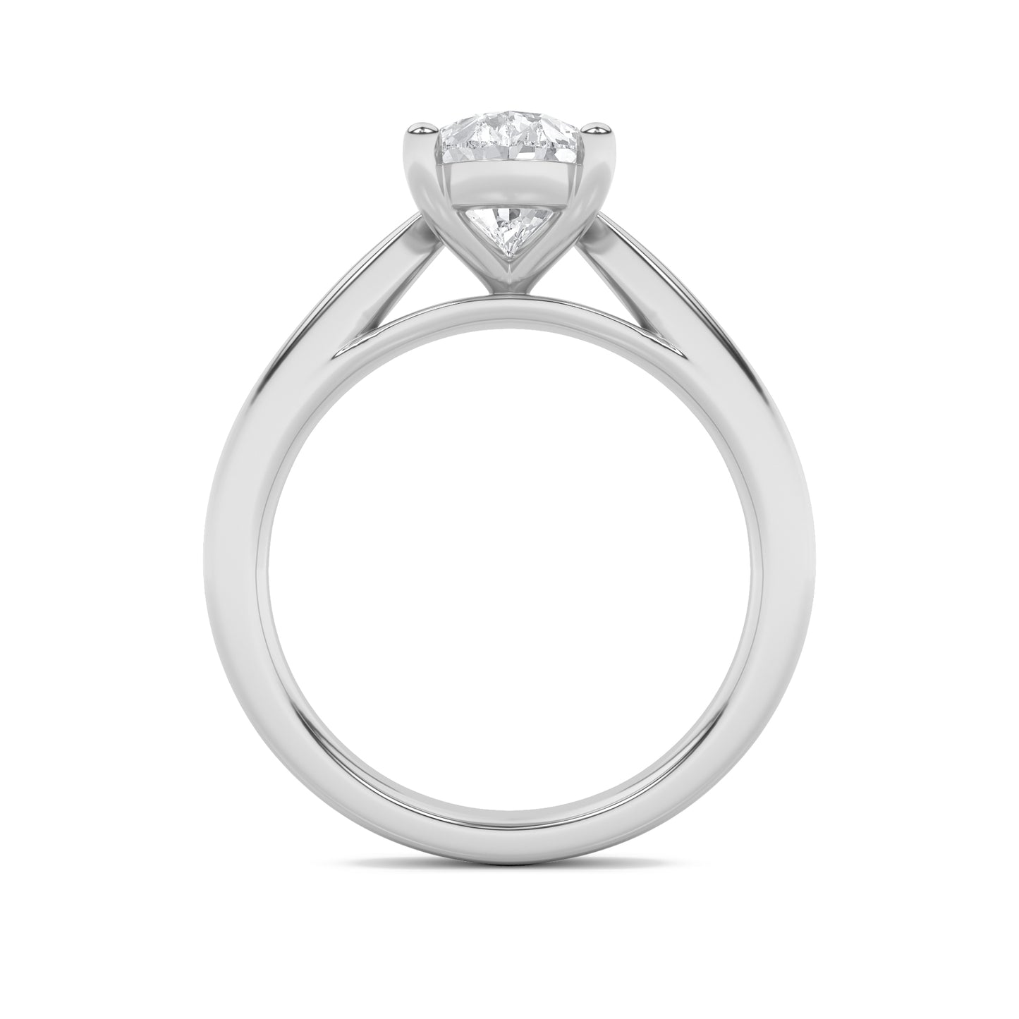 Clara Pear Solitaire - Cathedral Setting - White Gold