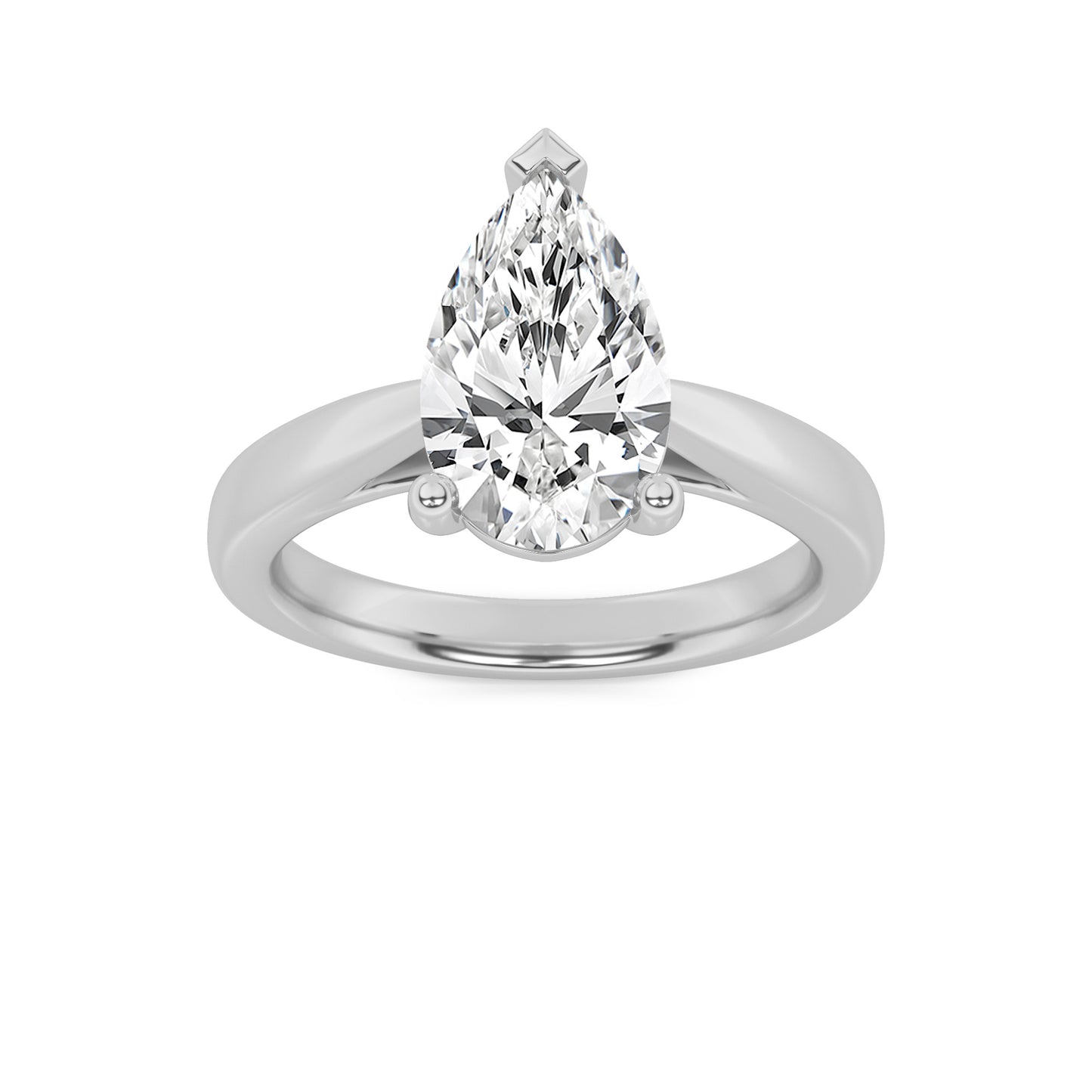 Clara Pear Solitaire - Cathedral Setting - White Gold