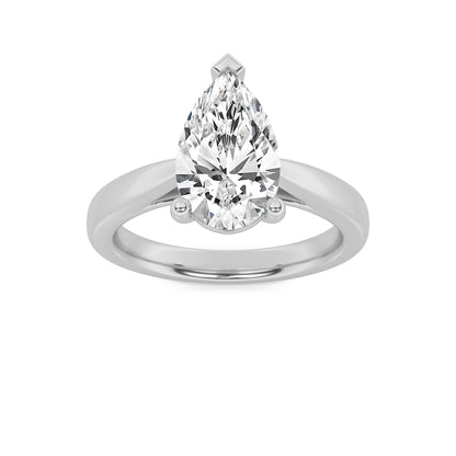 Clara Pear Solitaire - Cathedral Setting - White Gold