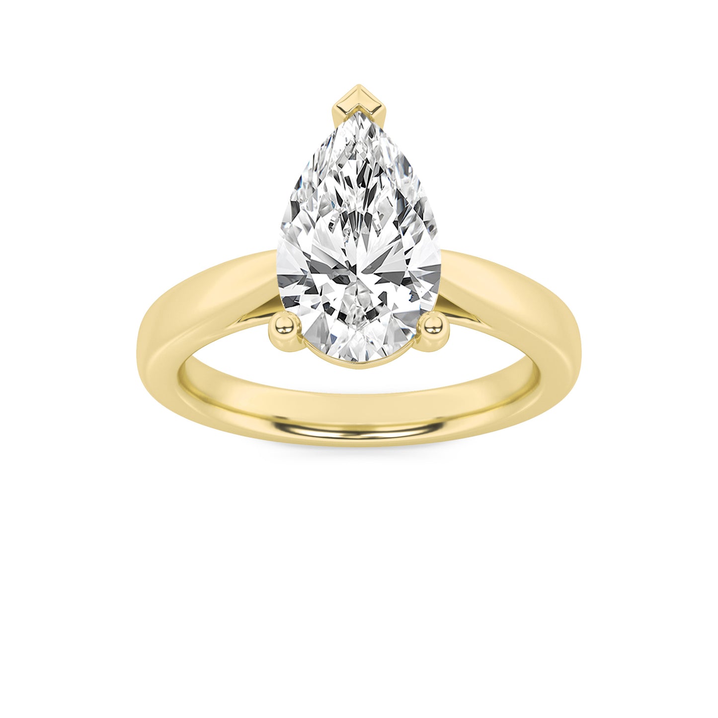 Clara Pear Solitaire - Cathedral Setting - Yellow Gold