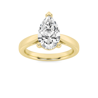 Clara Pear Solitaire - Cathedral Setting - Yellow Gold