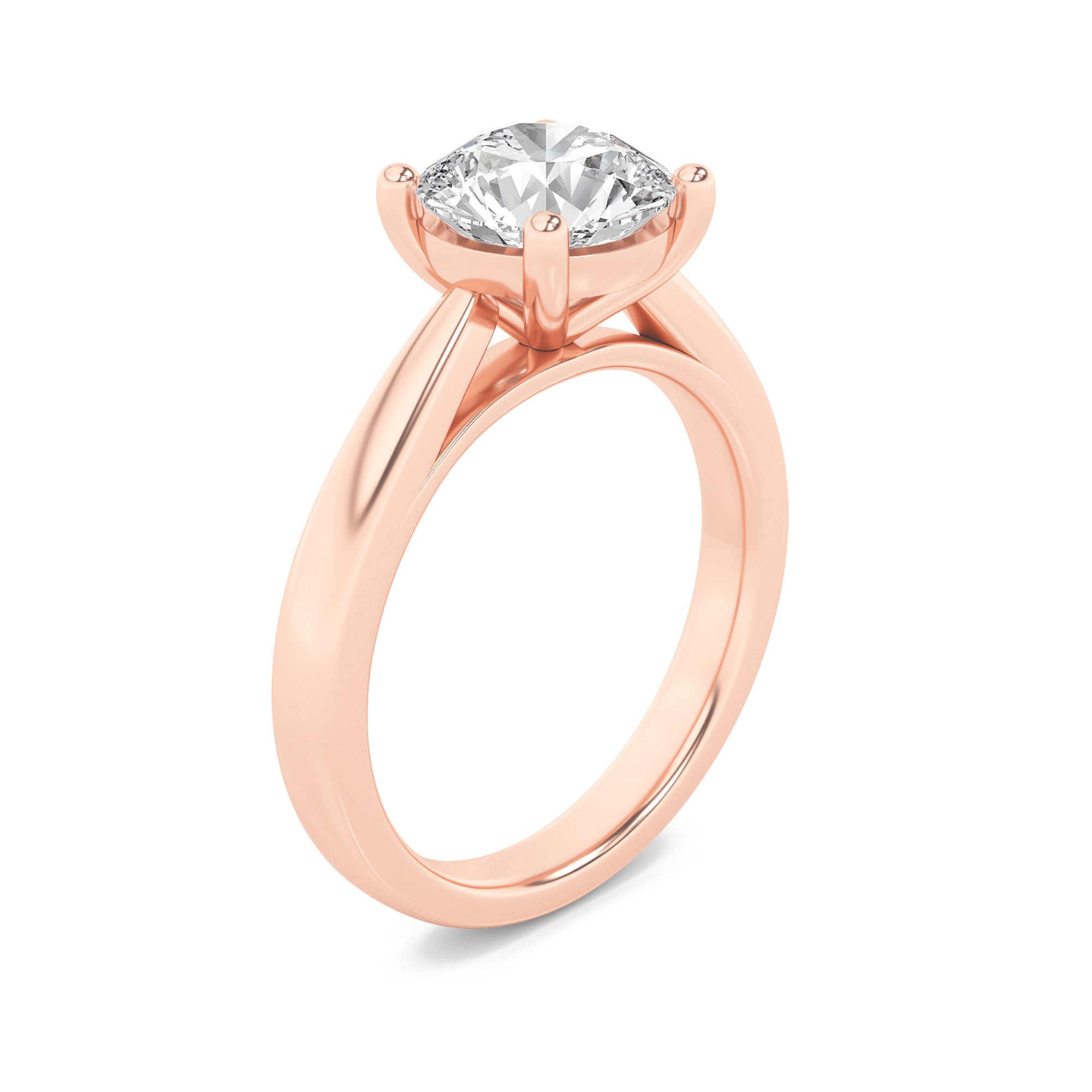 Taylor Round Cut Solitaire - Cathedral Setting - Rose Gold Aura Diamonds