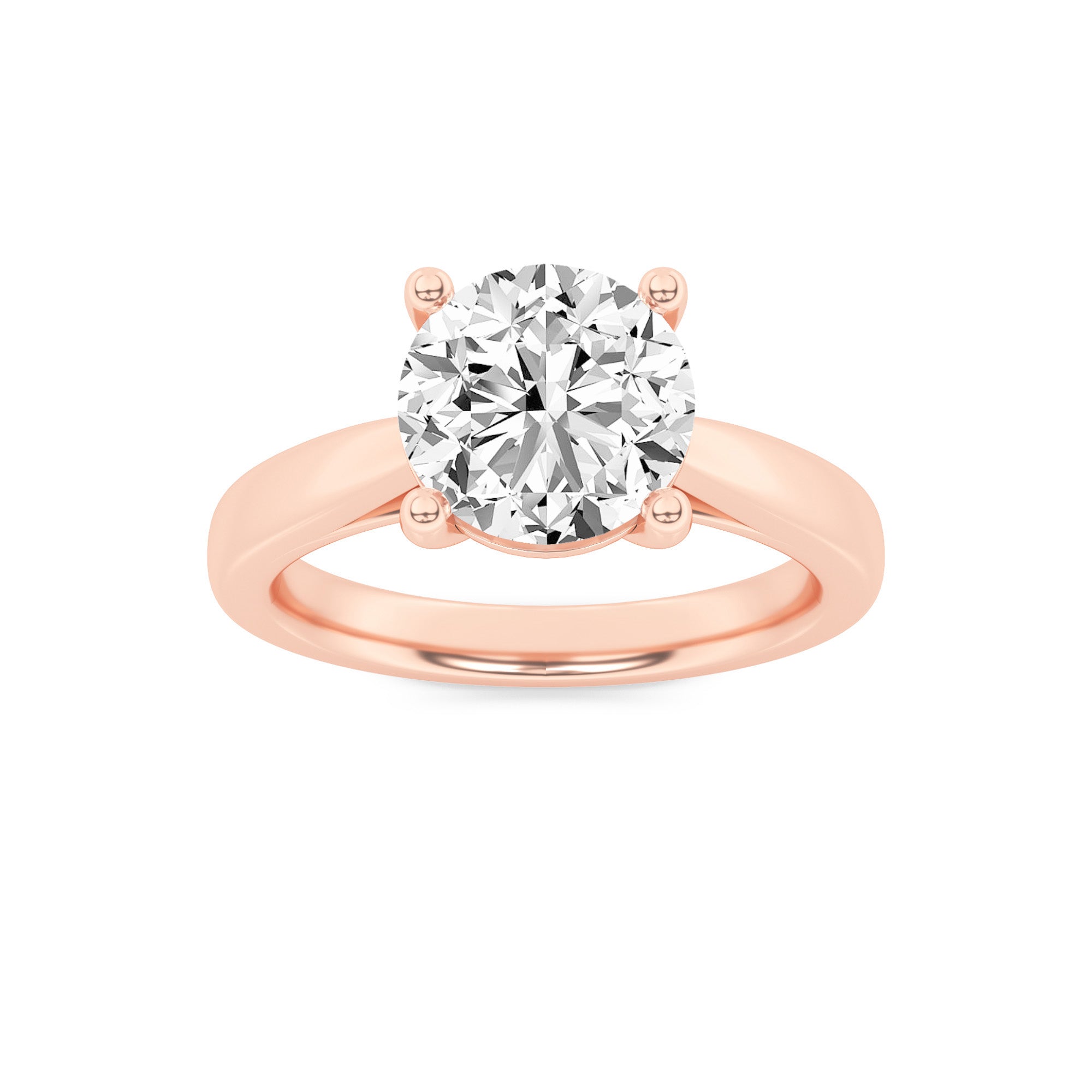 Taylor Round Cut Solitaire - Cathedral Setting - Rose Gold Aura Diamonds