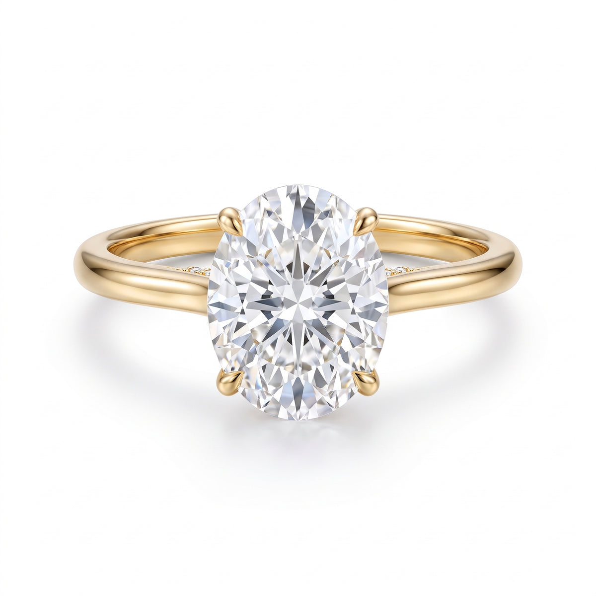 Oval Hidden Halo Solitaire | 1ct to 4.5ct Moissanite Aura Diamonds