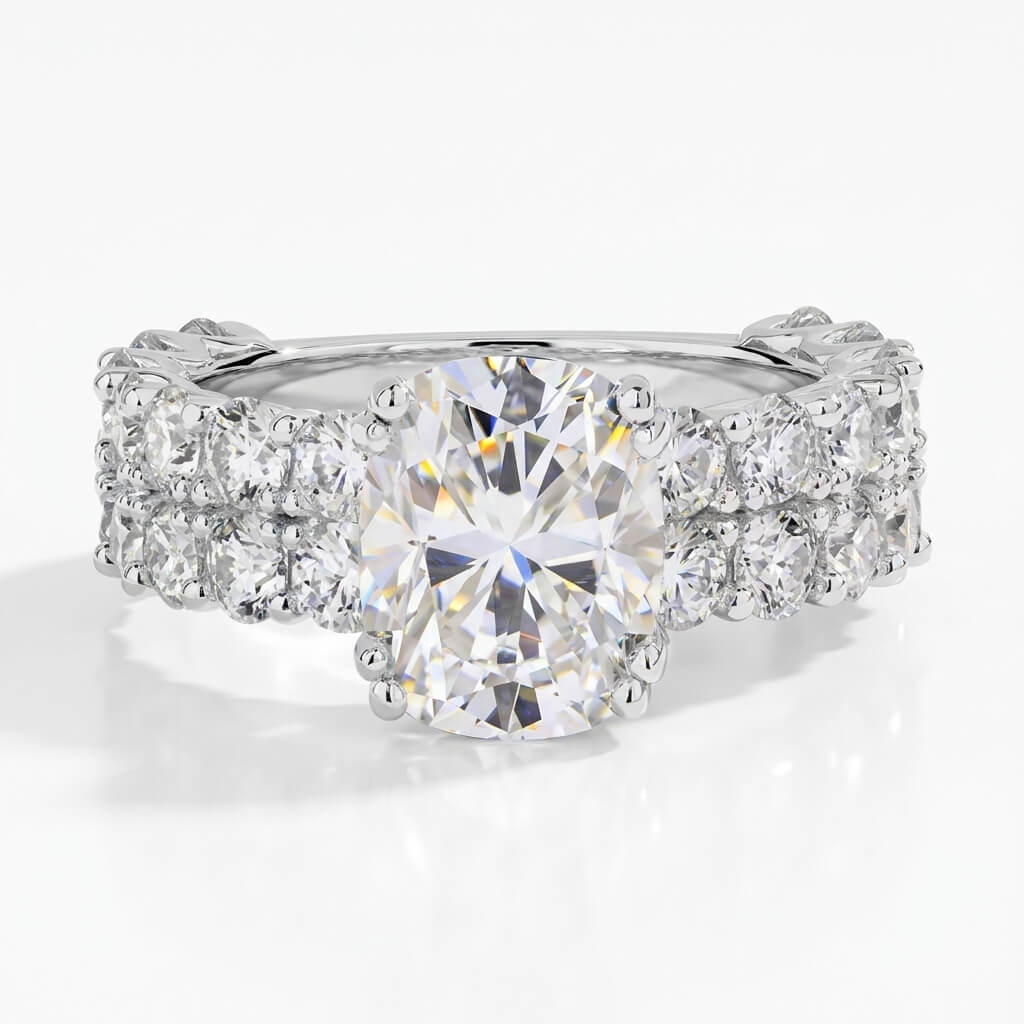 Cushion Moissanite Double Row Pavé Ring | 3ct