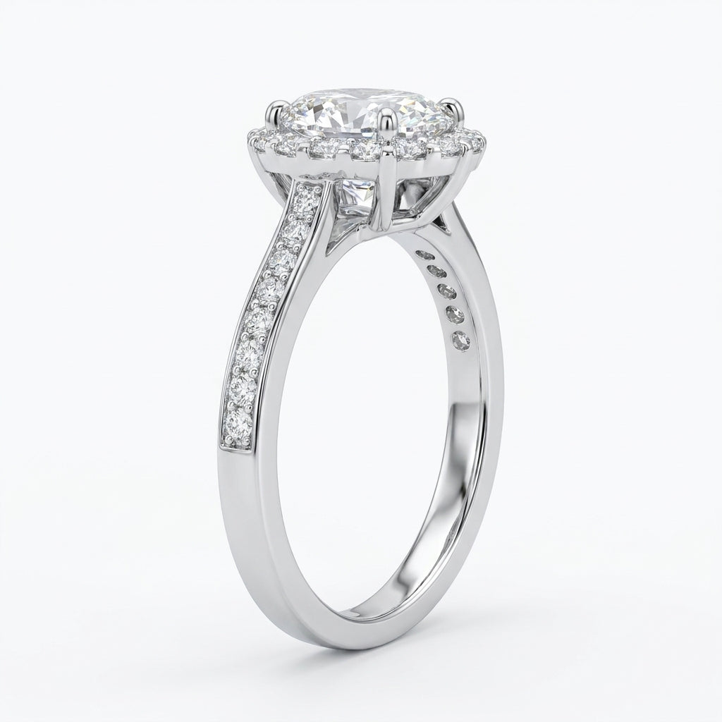 Hazel Oval Double Halo Moissanite Ring | 0.5ct Aura Diamonds
