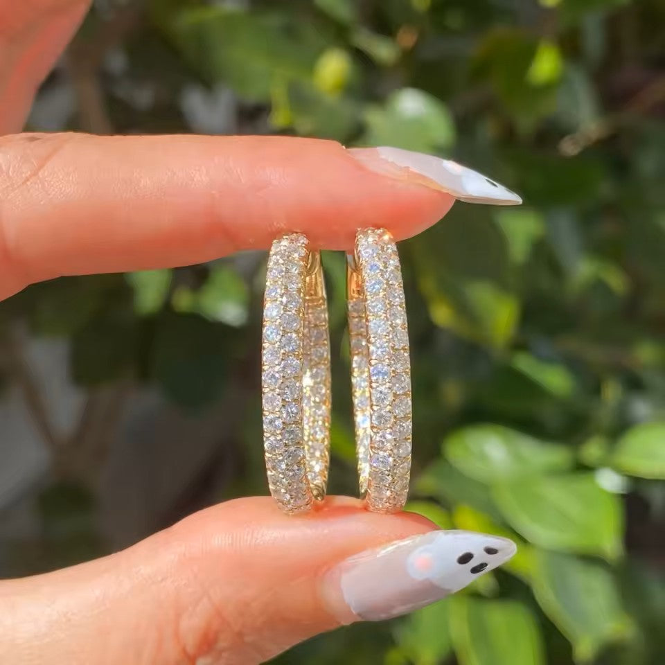 Luxury Hoop Earrings -14K 18K Solid Gold - Moissanite | Luxury Collection