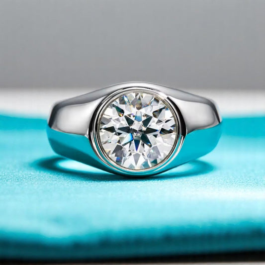 Men's 4 Carat Round-Cut Moissanite Ring [Rhodium Plated]