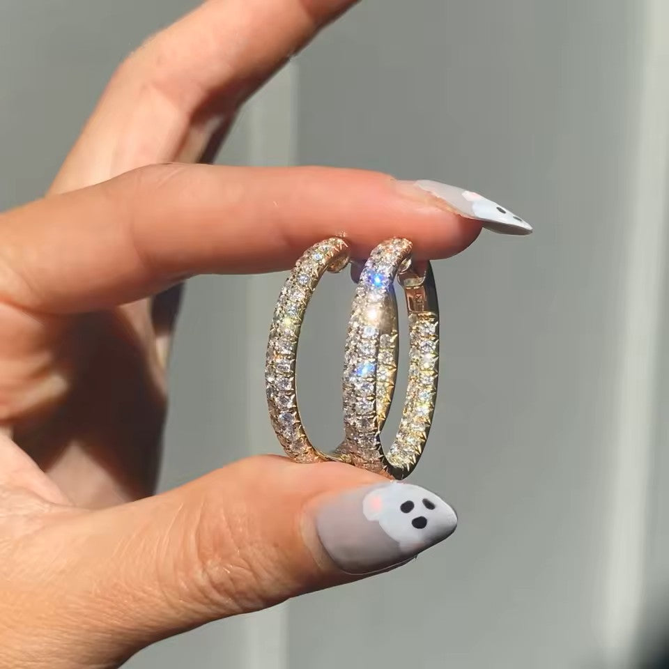 Luxury Hoop Earrings -14K 18K Solid Gold - Moissanite | Luxury Collection
