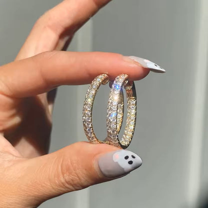 Luxury Hoop Earrings -14K 18K Solid Gold - Moissanite | Luxury Collection