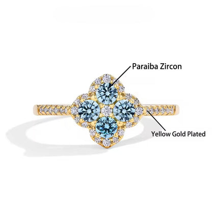 Elegant Clover Leaf Cocktail Ring with Pave Band