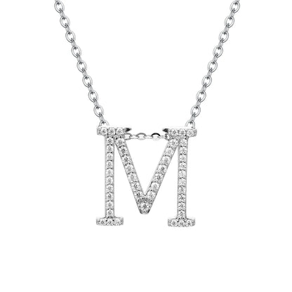 A to Z Moissanite Initial Necklace – Personalized Letter Charm Pendant