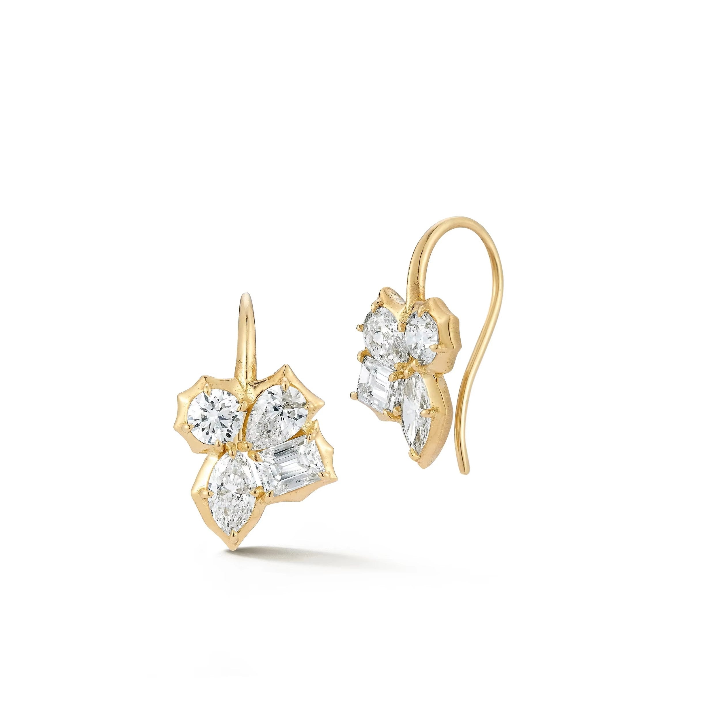 Dazzling 3 Carat Cluster Earrings - Emerald, Round, Pear & Marquise - Luxury Moissanite Collection Aura Diamonds