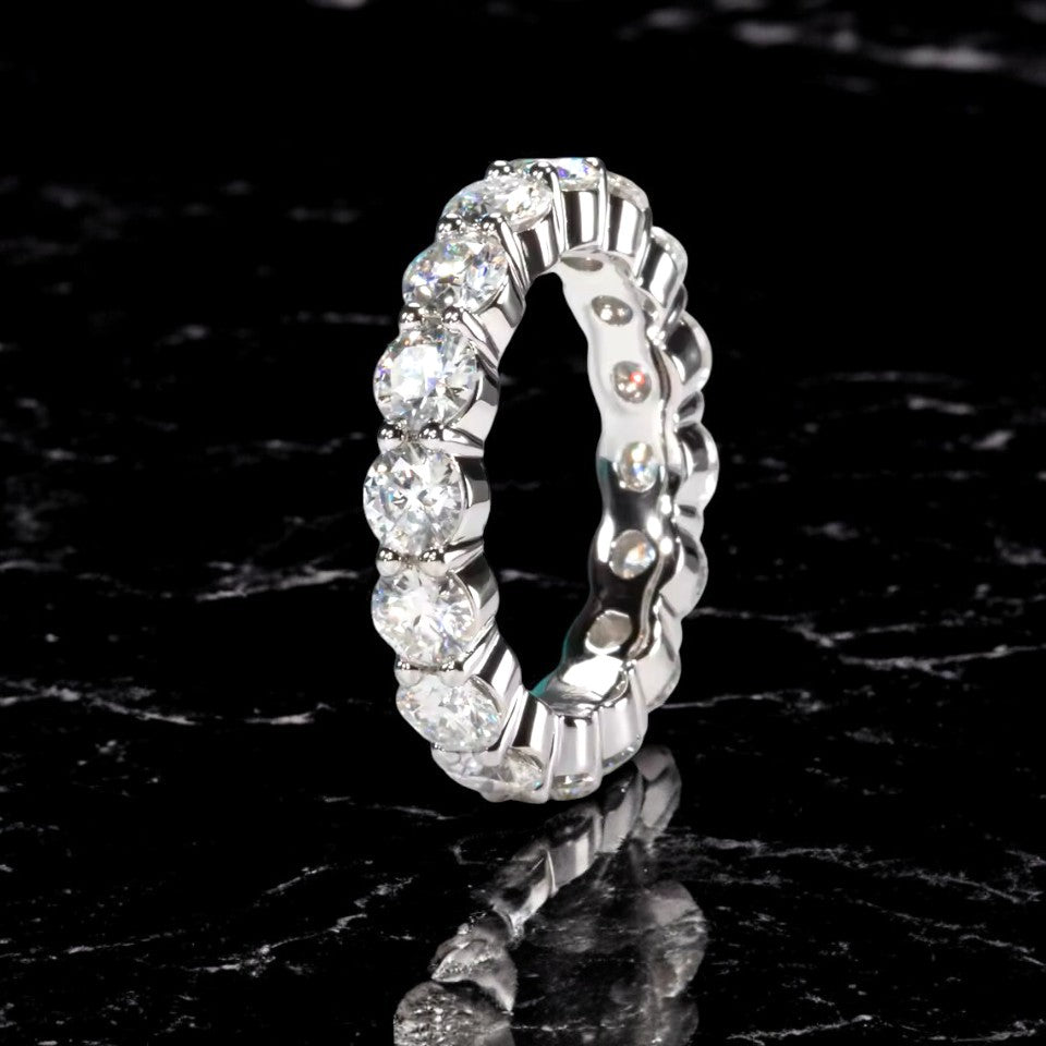 Aura 4MM Eternity Band - Sterling Silver - Moissanite Aura Diamonds